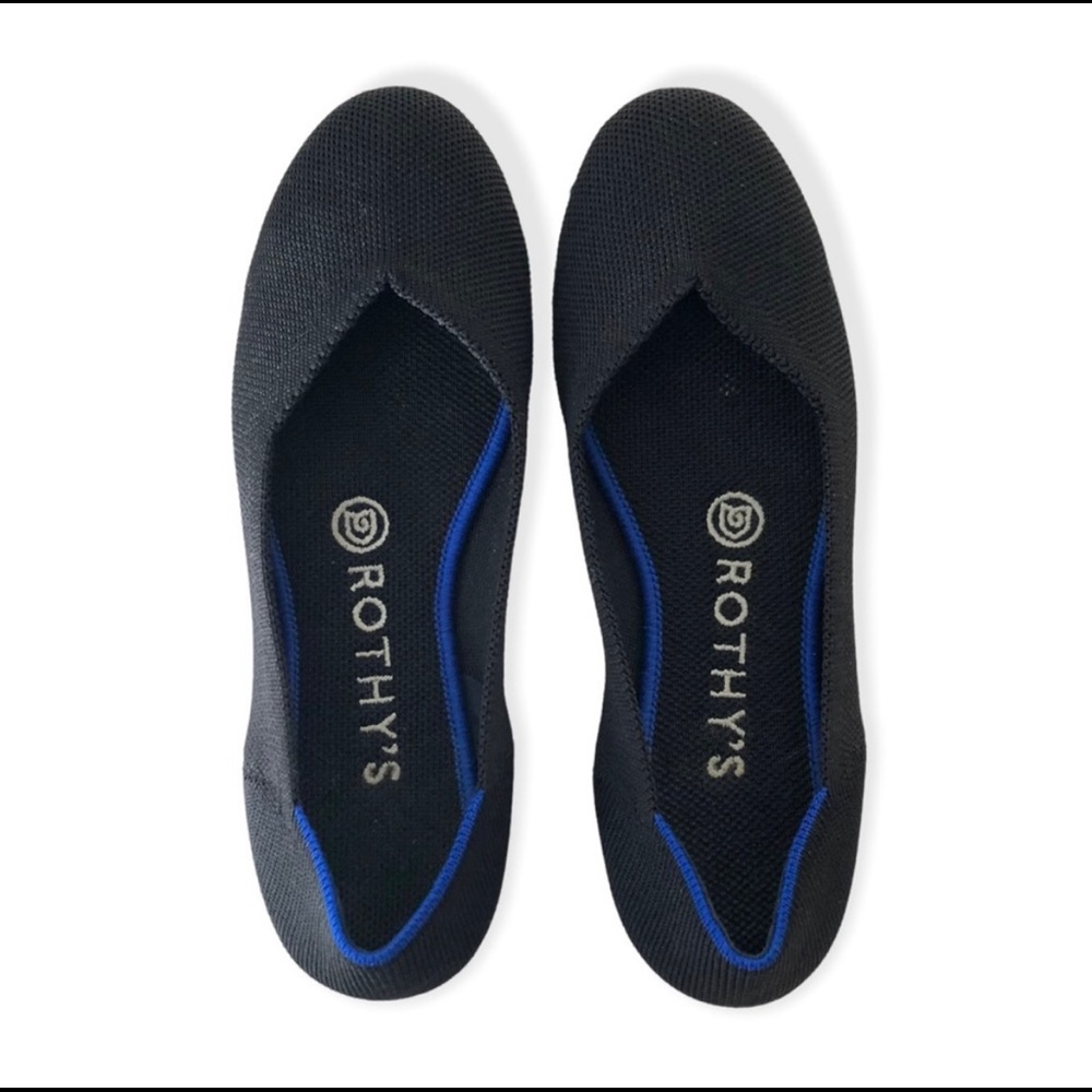 Rothy’s Black Round Toe The Flat Ballet Shoe Size 6.5
